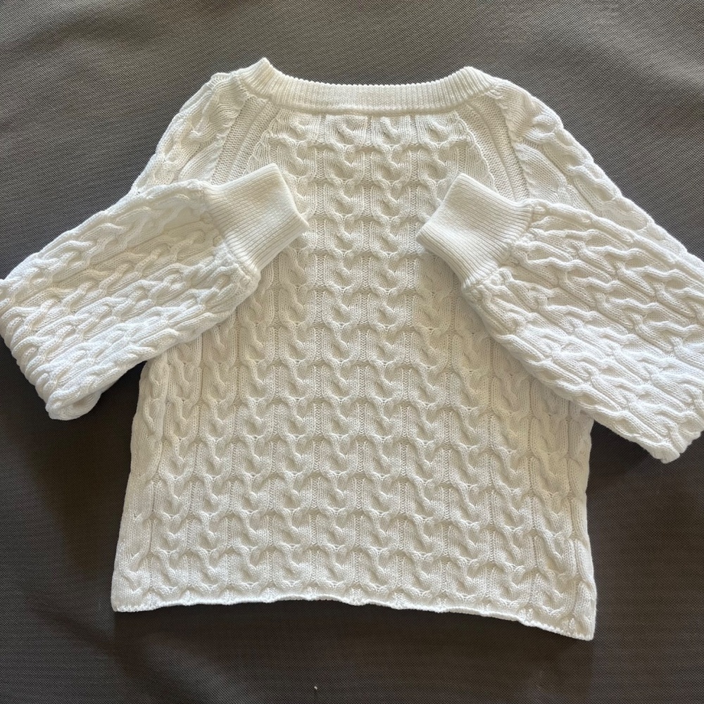 J.Crew White Relaxed-fit Cable-knit Crewneck Sweater Size Small - Picture 3 of 9